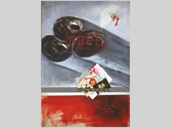 Hope/nohope, 1991 oil, assemblage on canvas, ©2011, PPCD, LLC