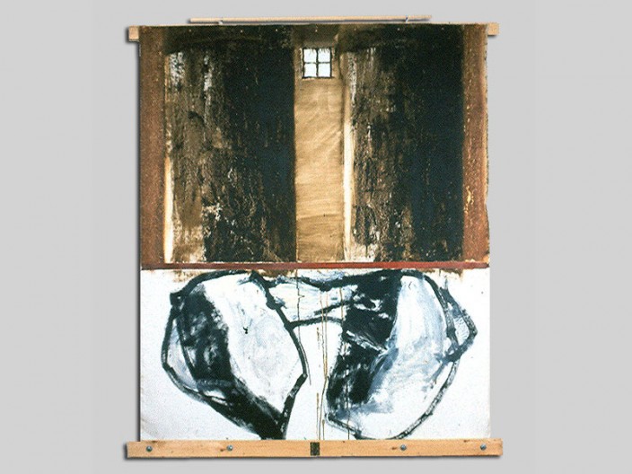 Confined, 1992, oil, assemblage on canvas, ©2011, PPCD, LLC