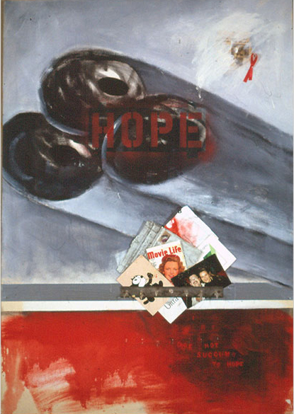 Hope/nohope, 1991 oil, assemblage on canvas, ©2011, PPCD, LLC